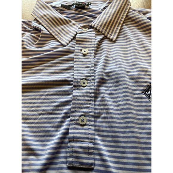 RLX Ralph Lauren Blue Striped Golf Polo Shirt Size XL Stretchy Athleisure Preppy - Picture 9 of 13